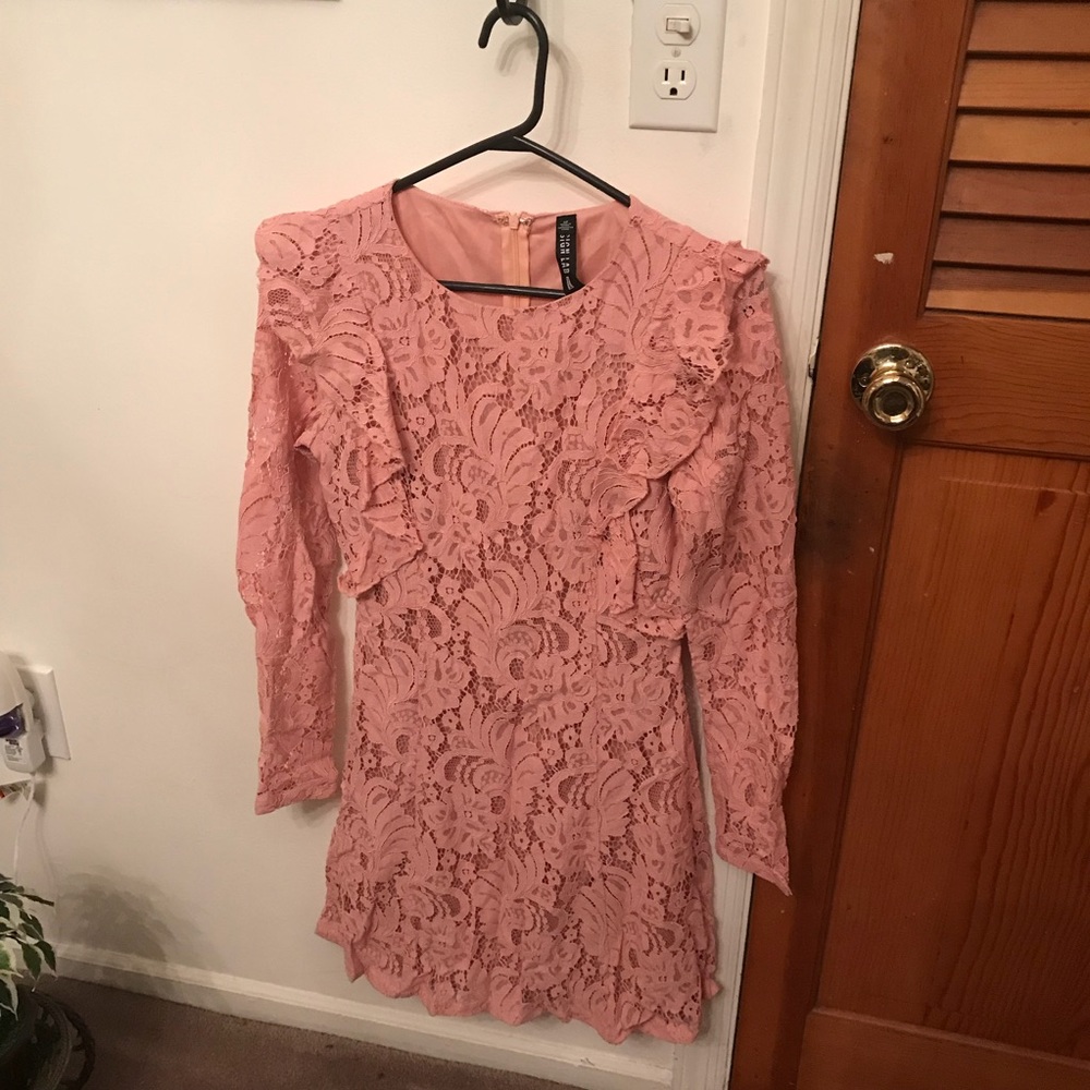 Blush Pink Ruffle and Lace Dress, New without tags
